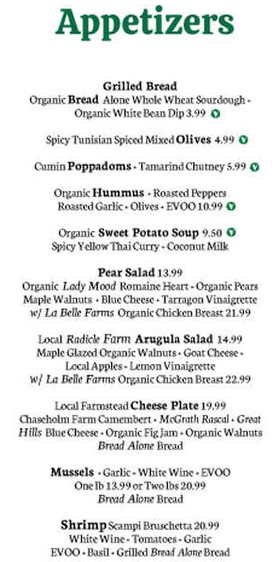 Aroma Thyme Bistro menu page 1