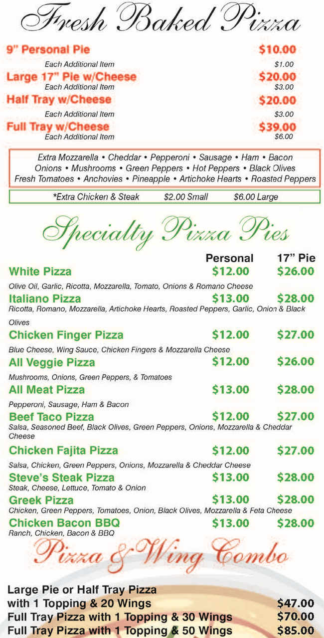 Donatello's menu page 1