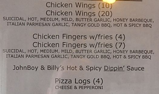 Wagon Wheel menu page 1