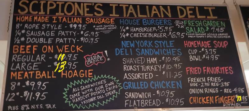 Scipione Deli menu page 1