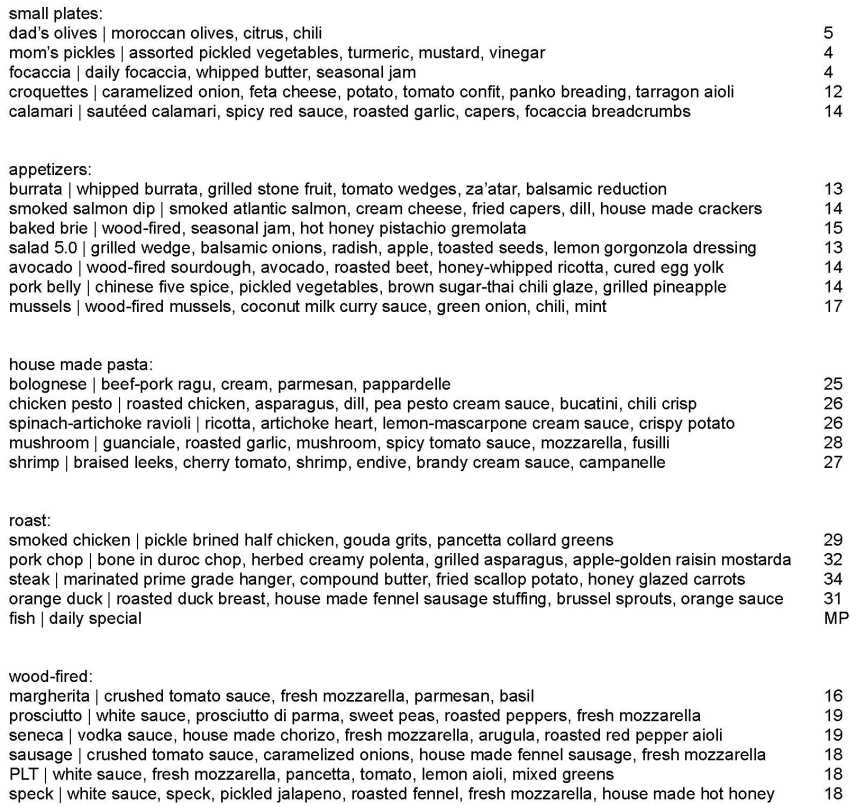 Dazzo's Kitchen menu page 1