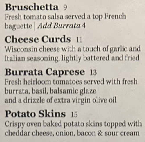 Donoli's menu page 1