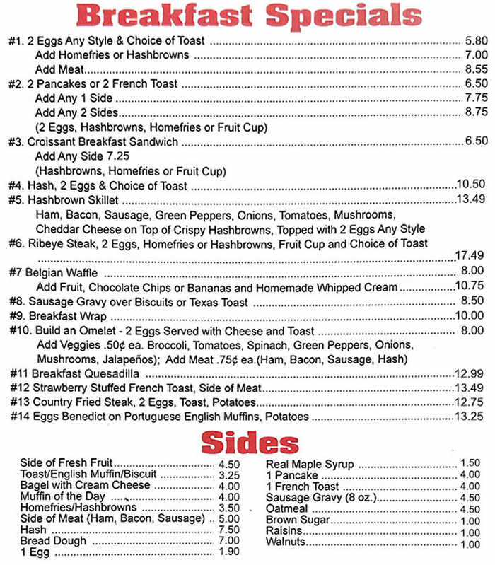 Penny's Homestyle Cooking menu page 1