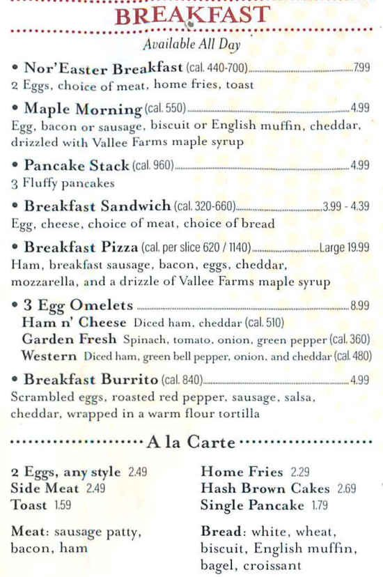 Maplefields My Fresh Cafe menu page 1