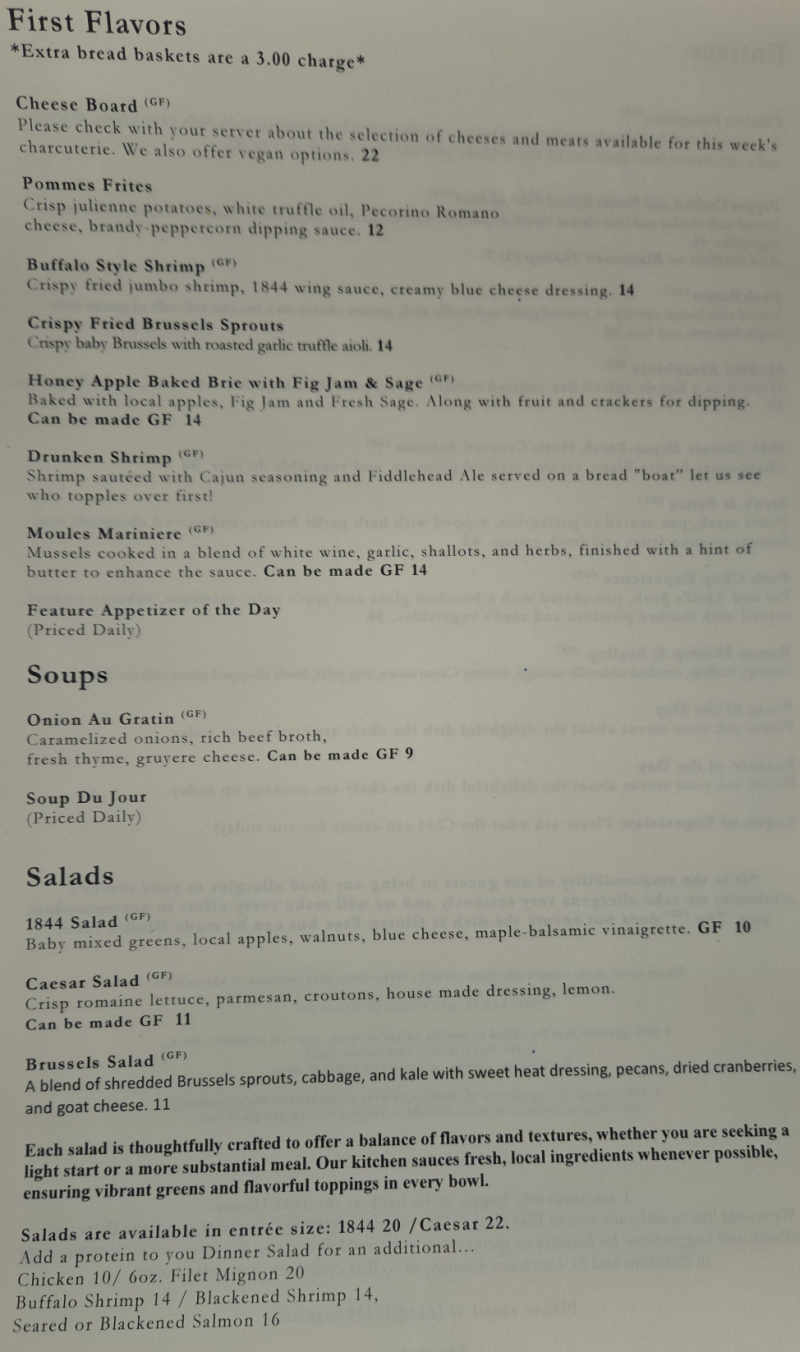 1844 House menu page 1