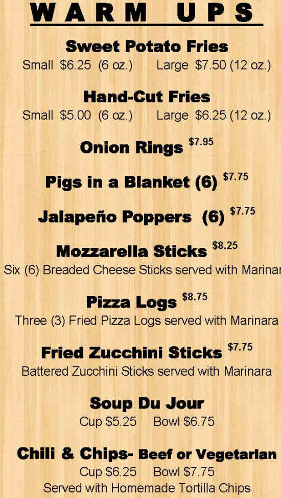 Romano's Saranac Lanes menu page 1