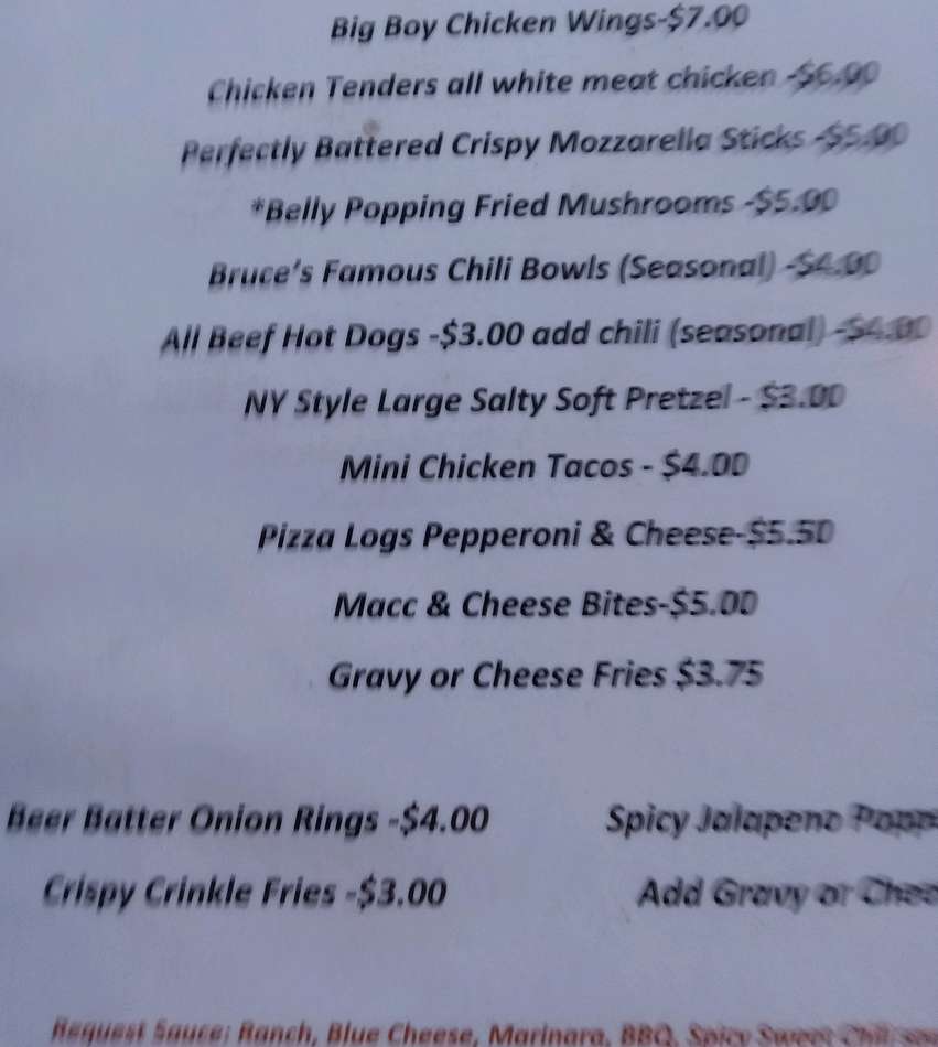 The Rusty Nail menu page 1