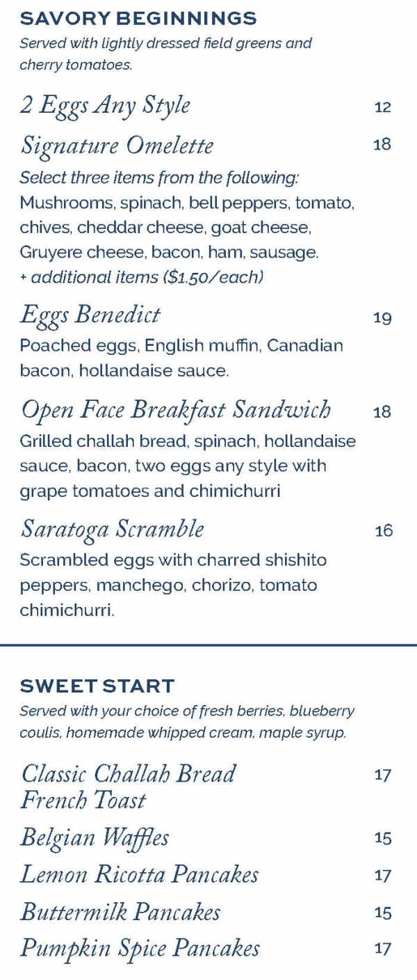 Three Daughters menu page 1