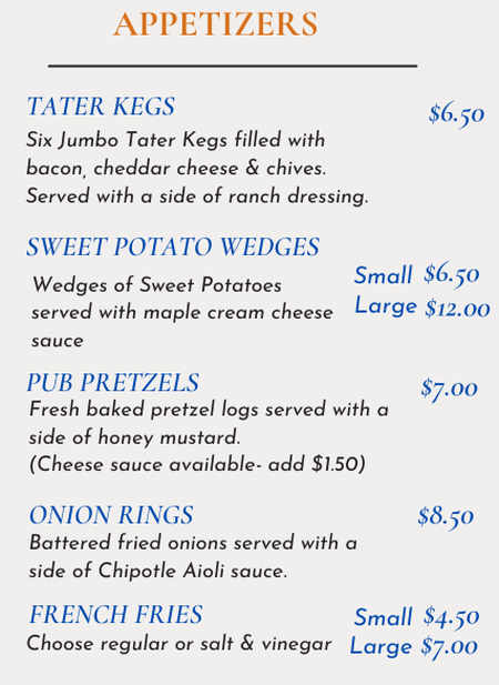 Maplewood Bar & Grill menu page 1