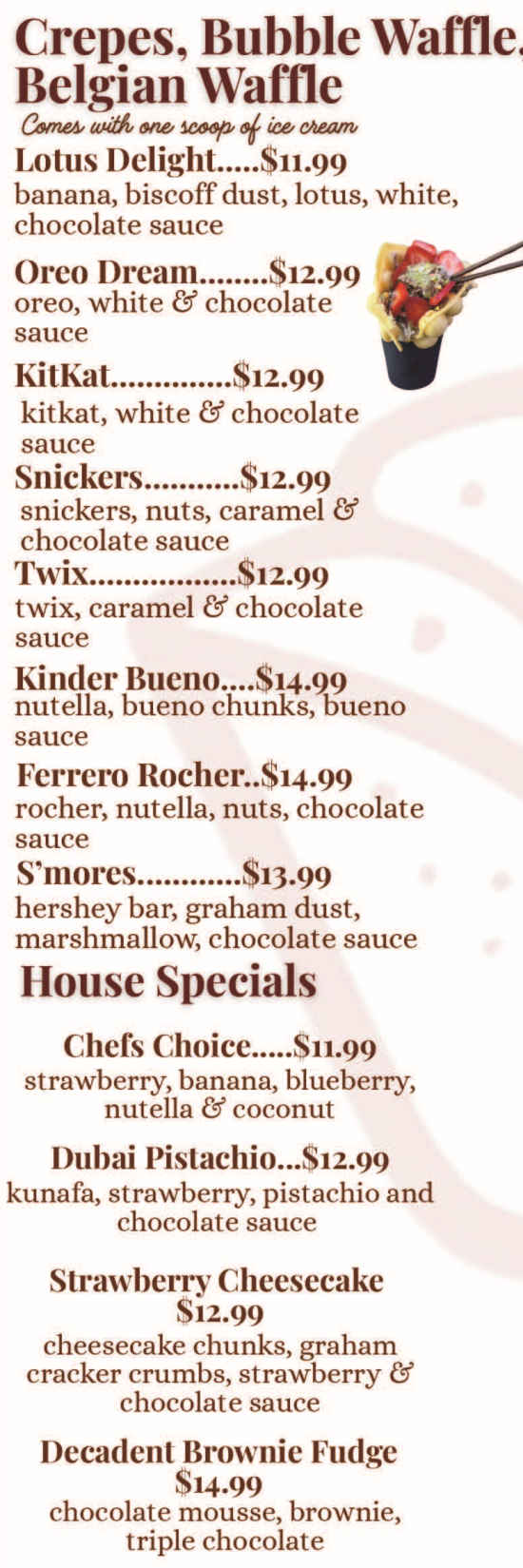 Crepeaholic menu page 1