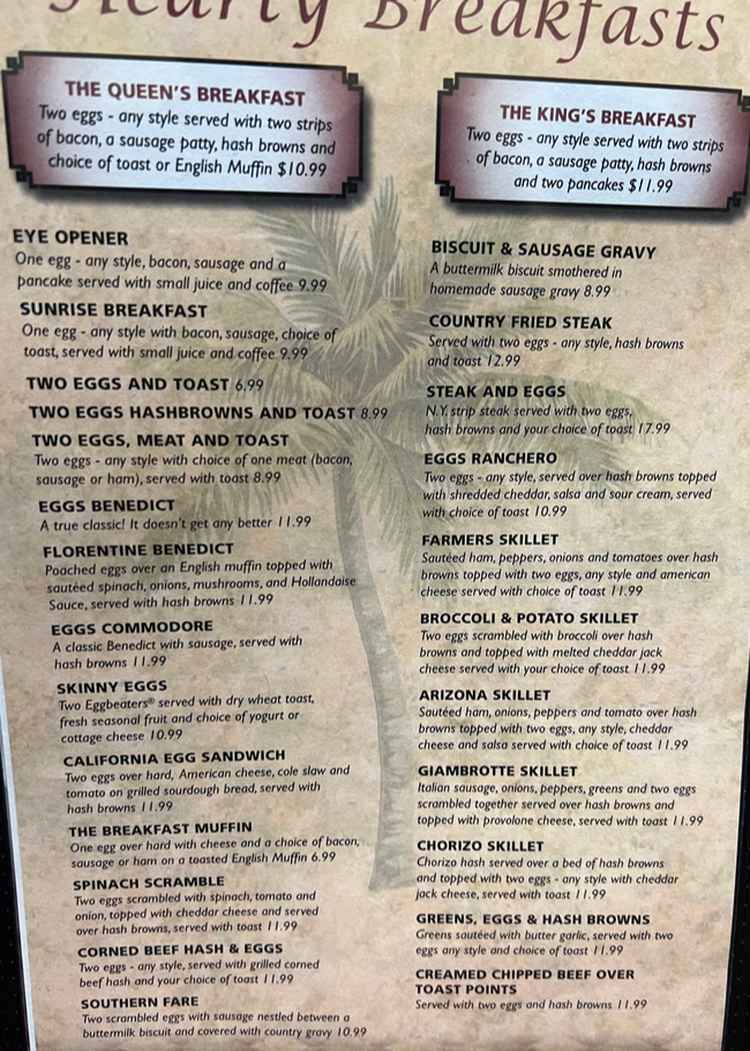 Castlewood Cafe 2 menu page 1