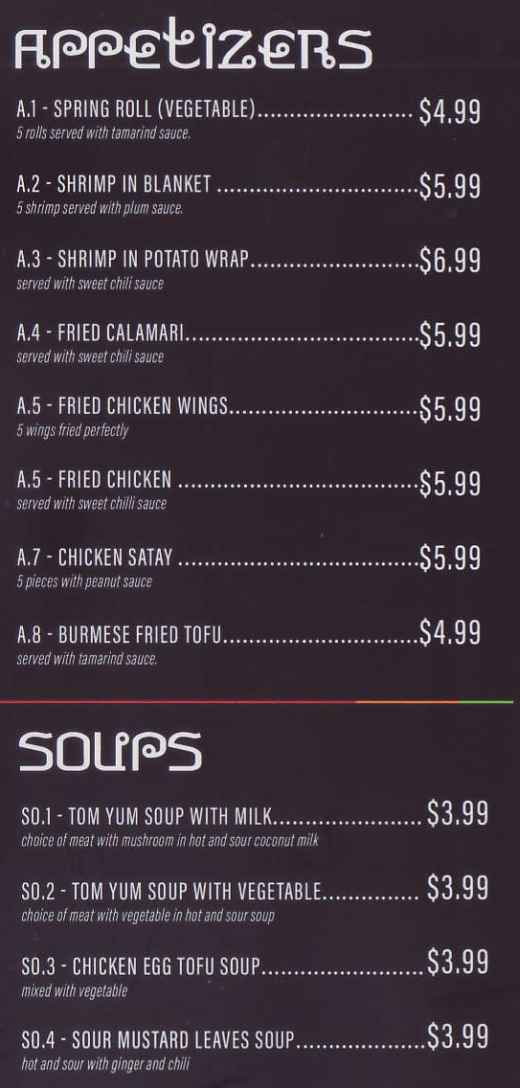 Black Rice Sushi & Thai menu page 1