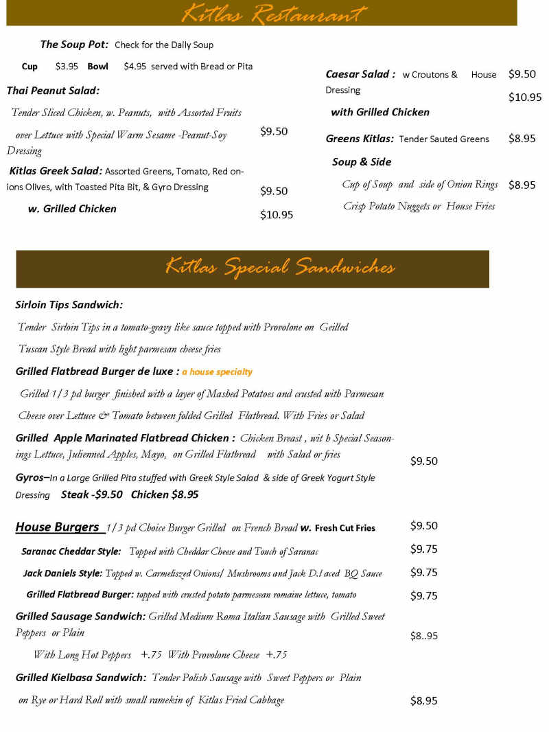 Kitlas Restaurant The Grill menu page 1
