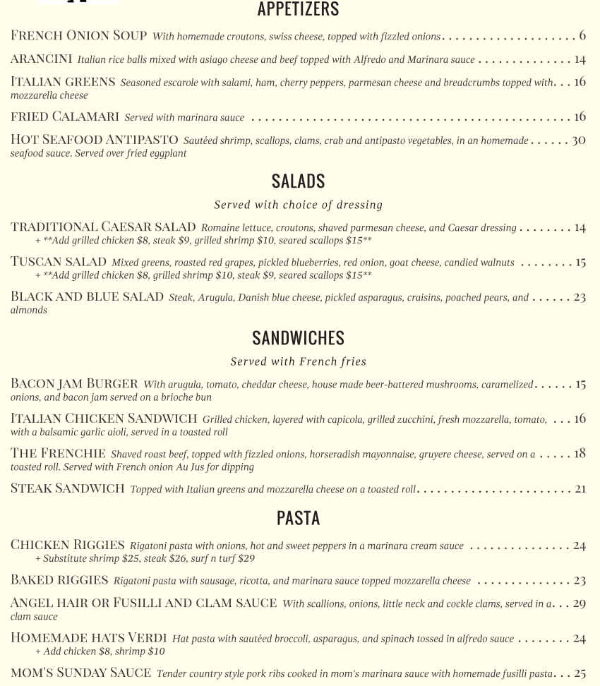 Black Stallion menu page 1