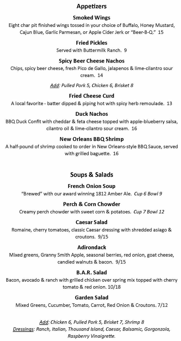 Maggie's on the River Menu, Watertown, NY