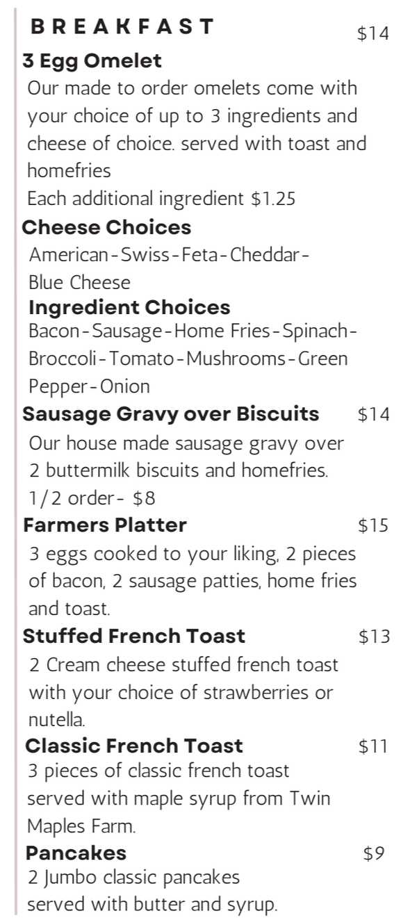 Hungry Burd menu page 1