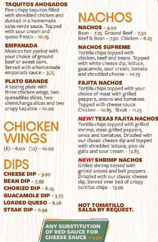 Gran Ranchero menu page 1