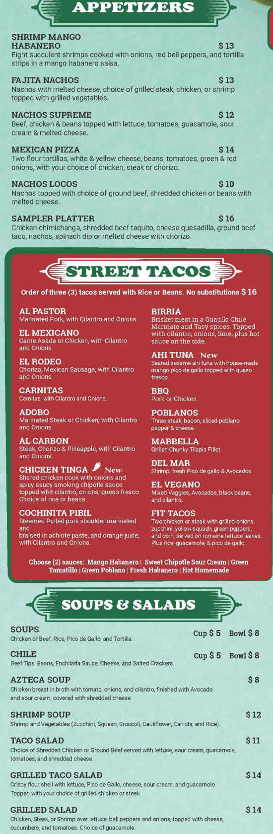 Los Girasoles menu page 1