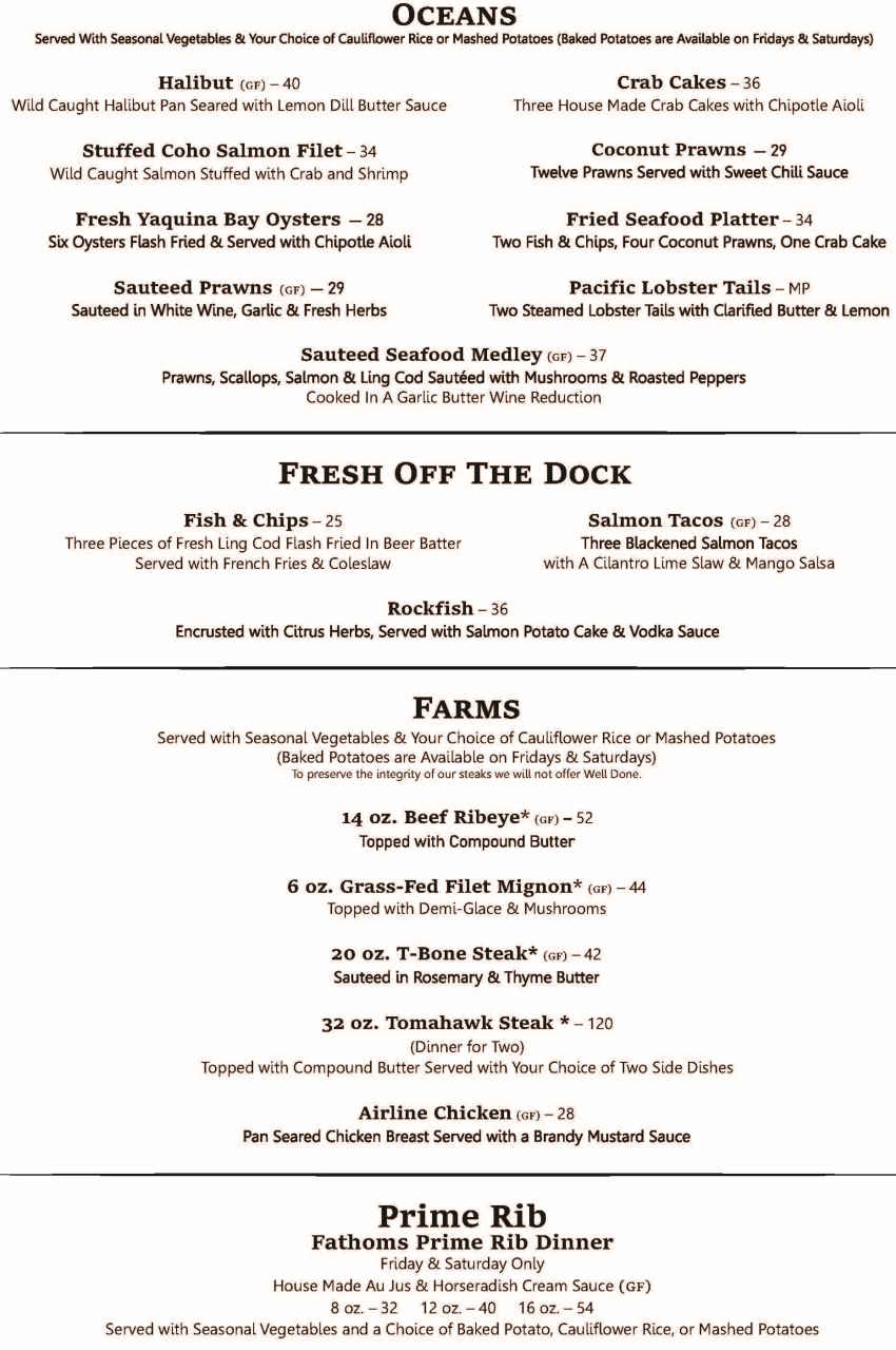 Fathoms Penthouse Menu Lincoln City OR Fathoms penthouse menu lincoln city or