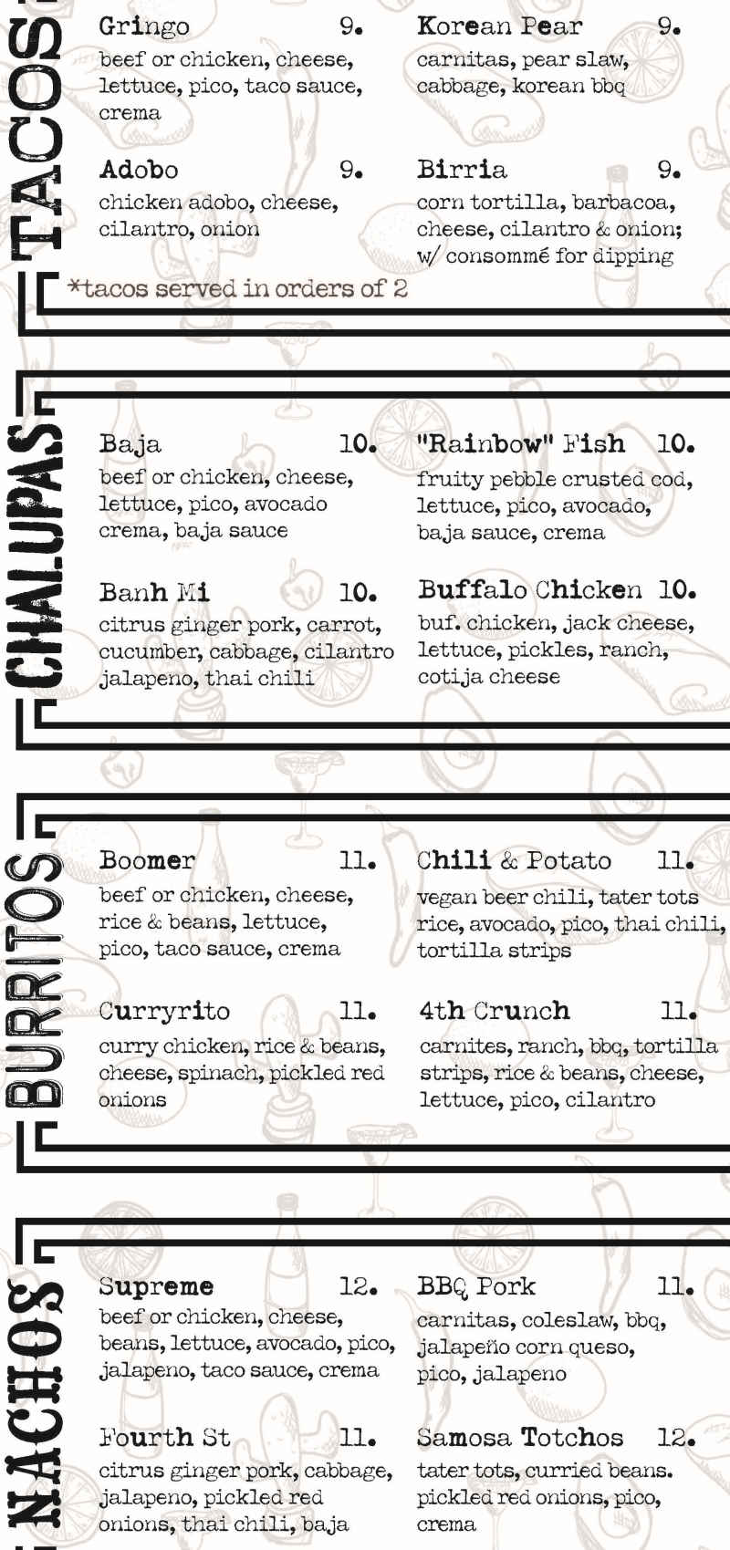 Fourth Taco menu page 1