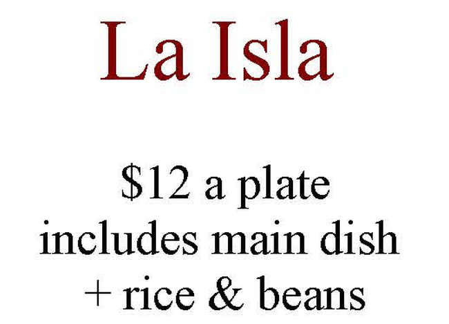 La Isla menu page 1