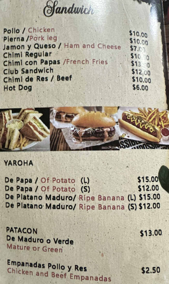 Endy's Coffee & Restaurante  menu page 1