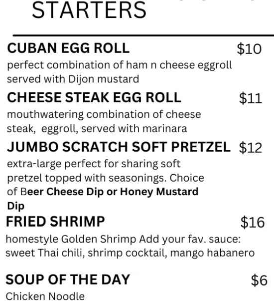 1919 Restaurant & Pub menu page 1