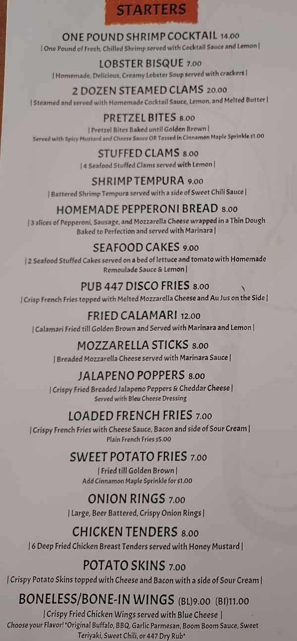 Pub 447 menu page 1