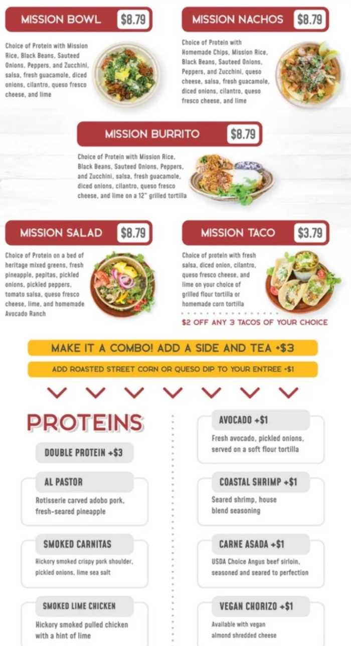 Mission Grill menu page 1