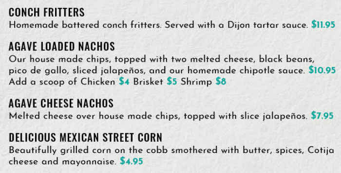 Agave Sidebar menu page 1