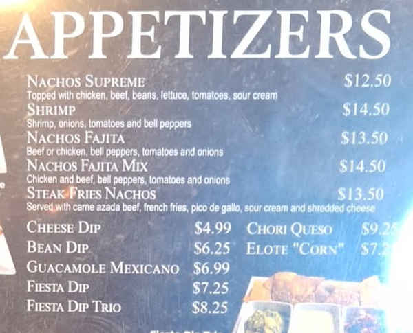 Mamacitas menu page 1