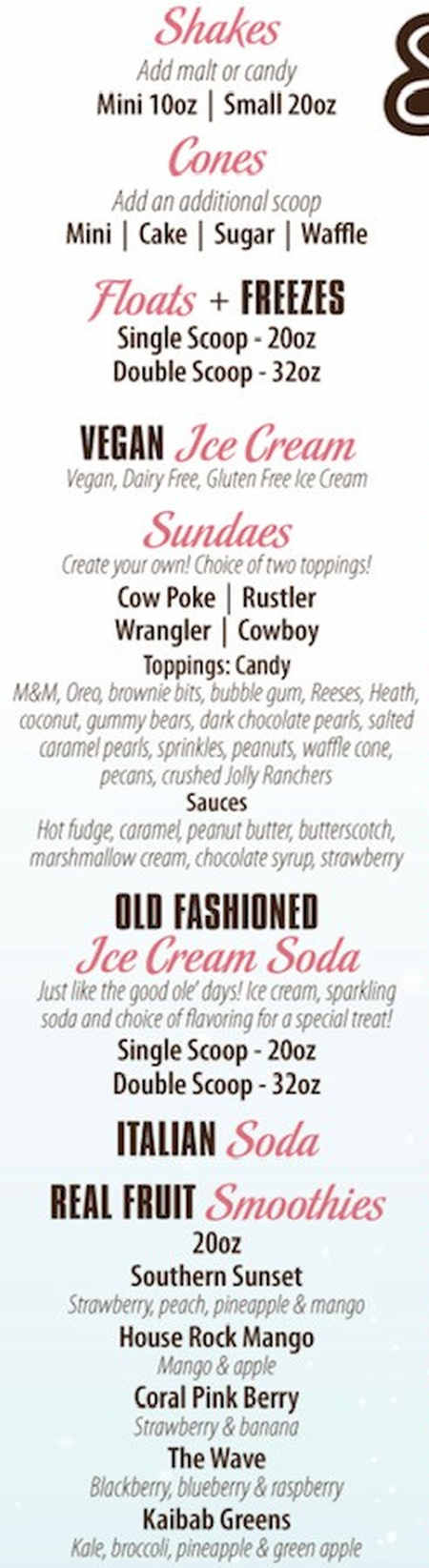 The Soda Fountain menu page 1