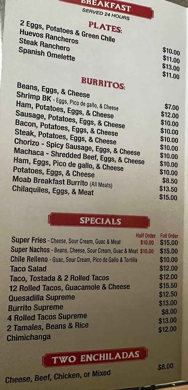 Giliberto's Mexican Taco Shop menu page 1