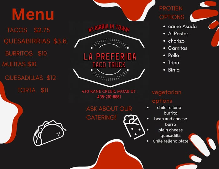 Tacos Mi Preferida menu page 1