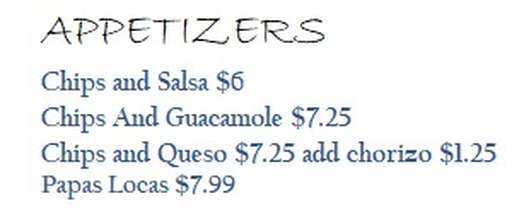 Gloria's Pupuseria menu page 1