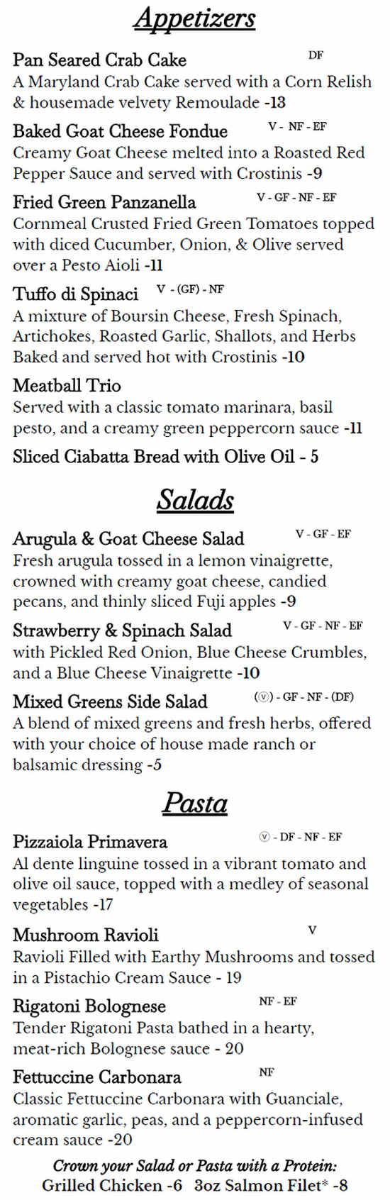 Queen City Bistro menu page 1
