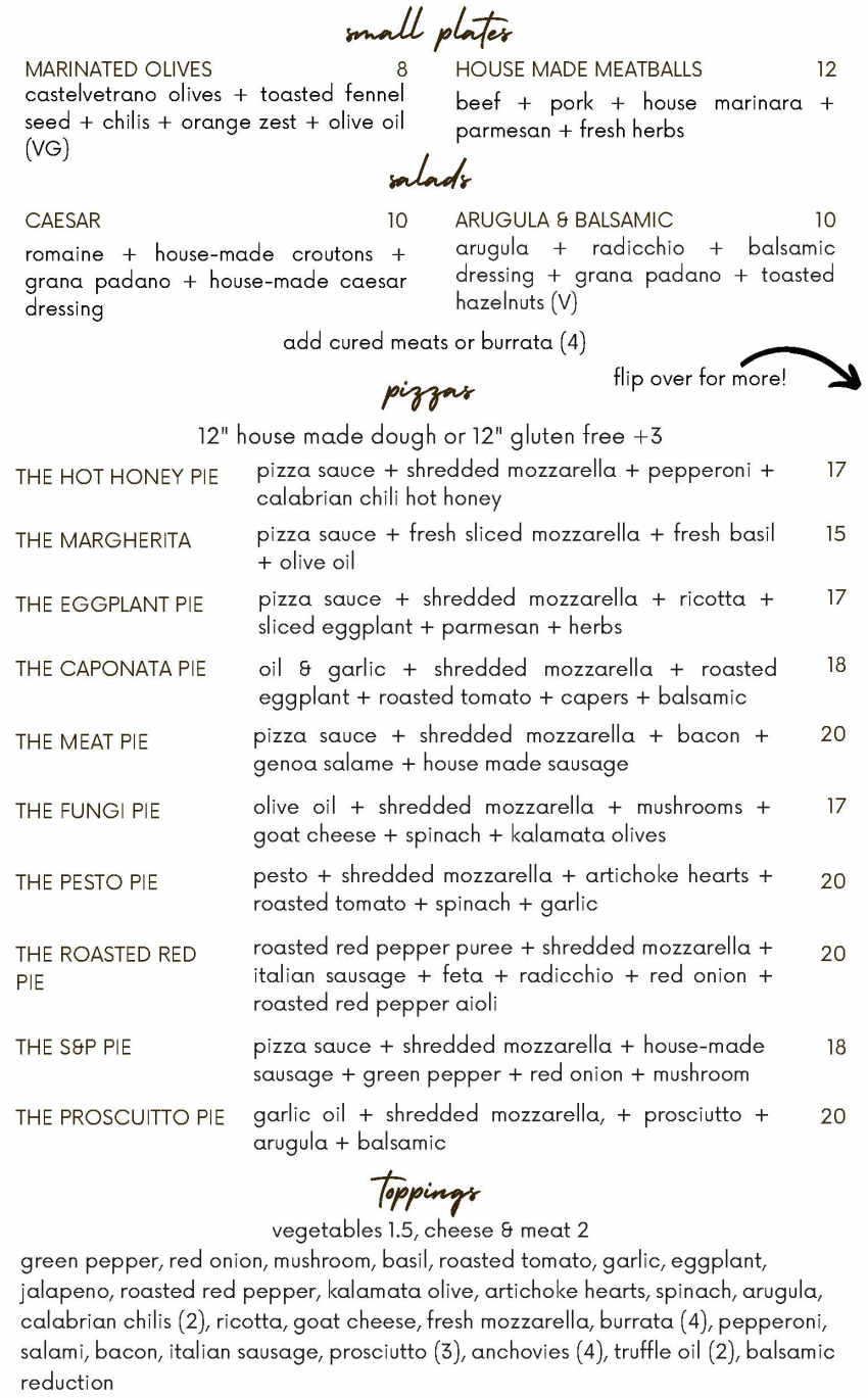 Martocci's menu page 1