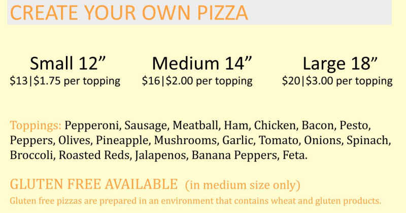 iPie Pizzeria menu page 1