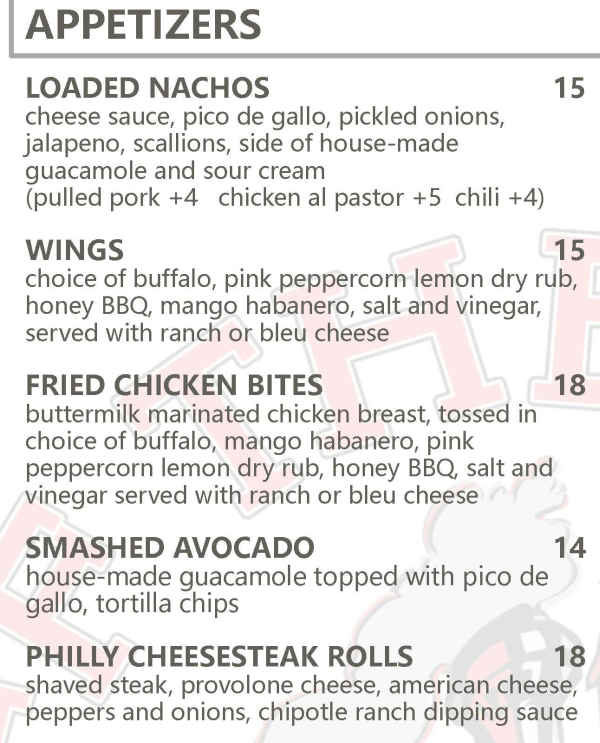 Off the Rails menu page 1