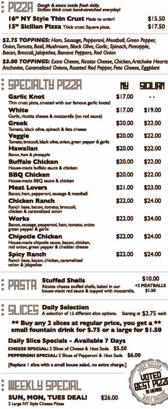 Ramunto's menu page 1