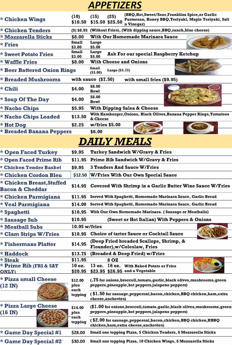 Franklins menu page 1
