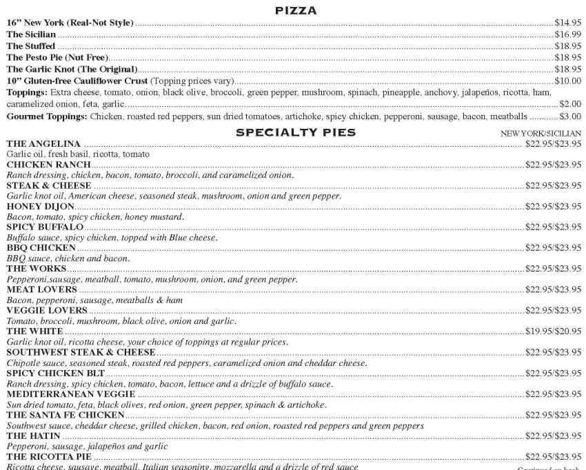 Ramunto's Pizza menu page 1