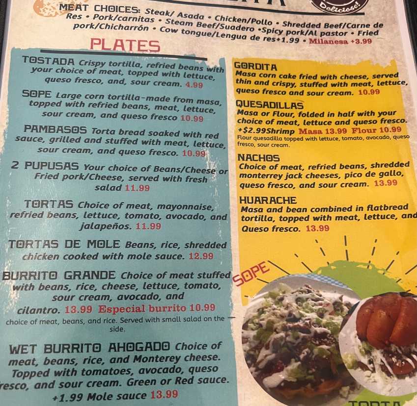 Taqueria Juquilita menu page 1