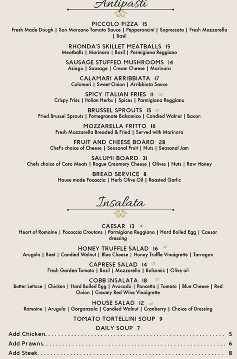 Enzo Italian menu page 1