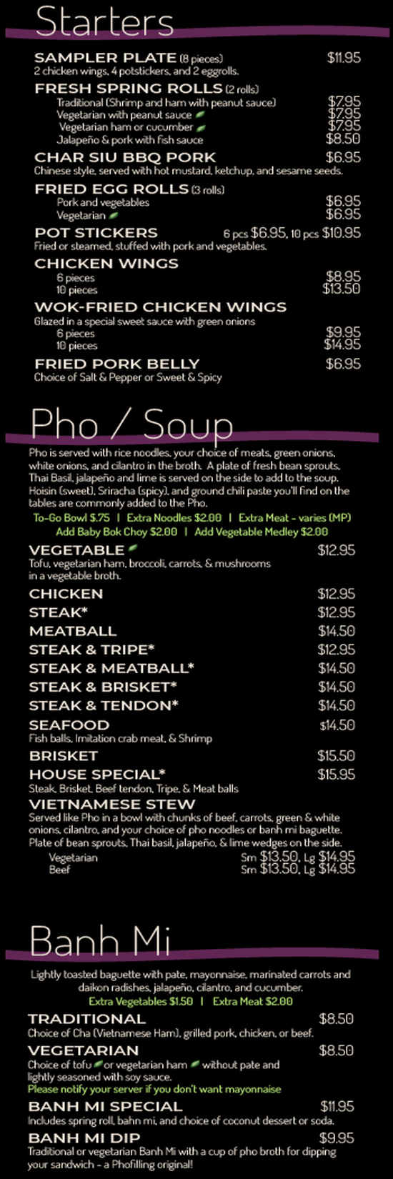 PhoFilling menu page 1