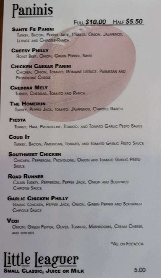 Heros N Sports menu page 1