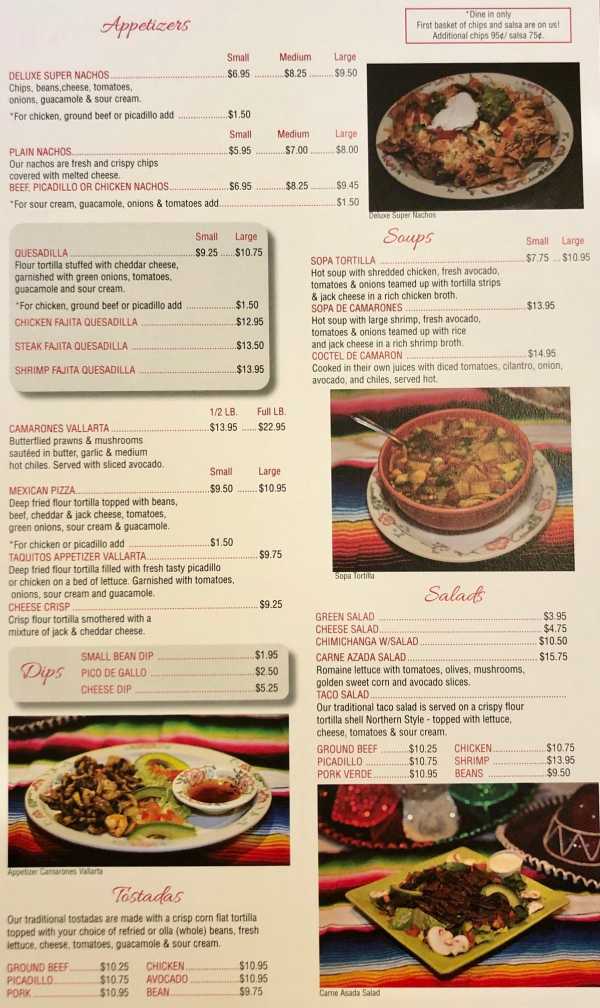 Nuevo Vallarta menu page 1