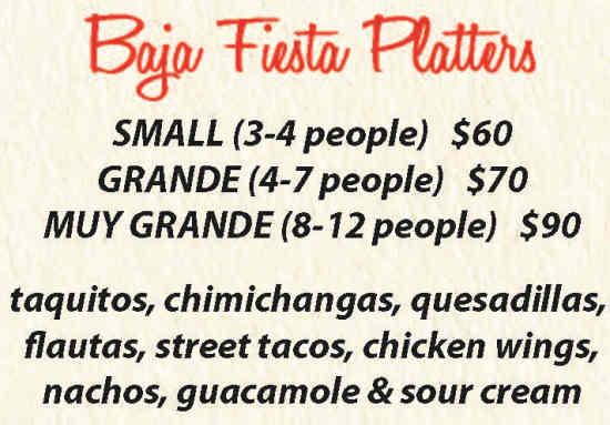 Baja Cantina menu page 1