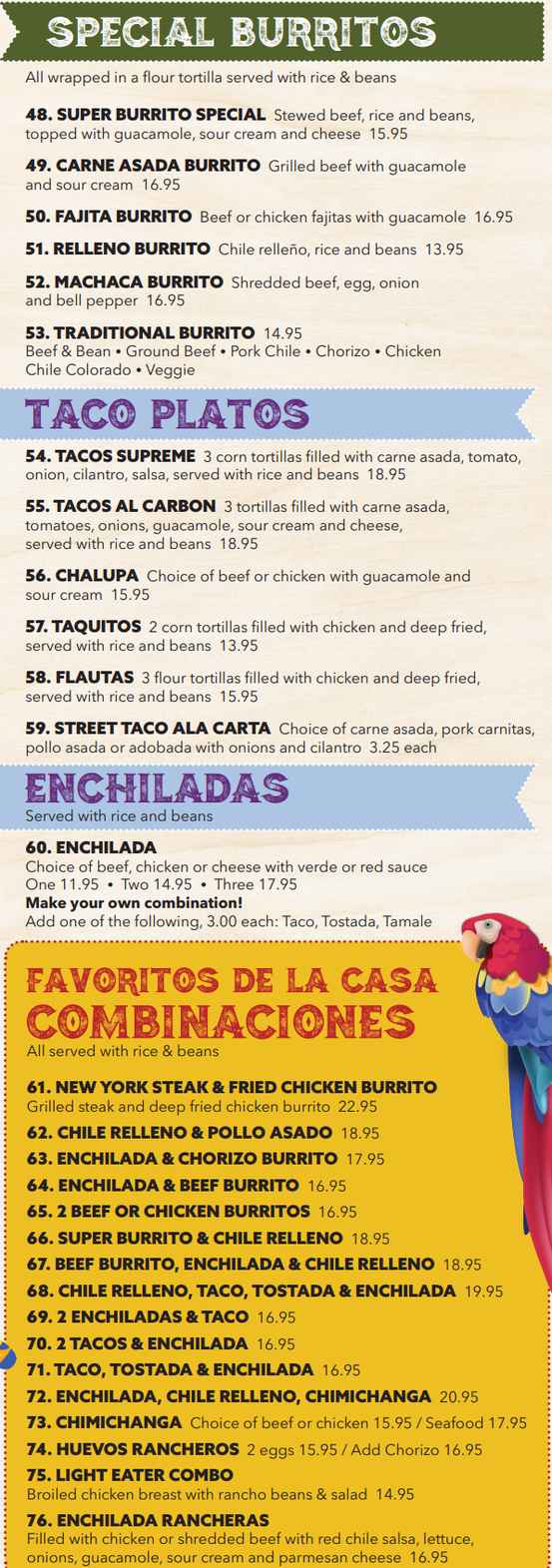 Sergio's Mexican Menu, Sequim, WA