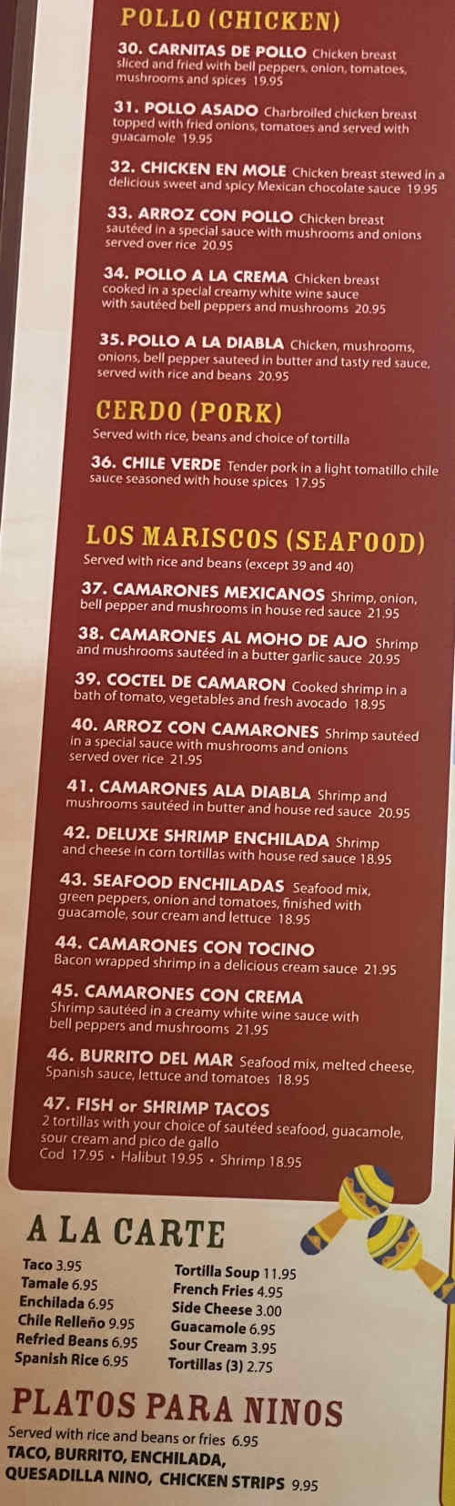 Sergio's Mexican Menu, Sequim, WA